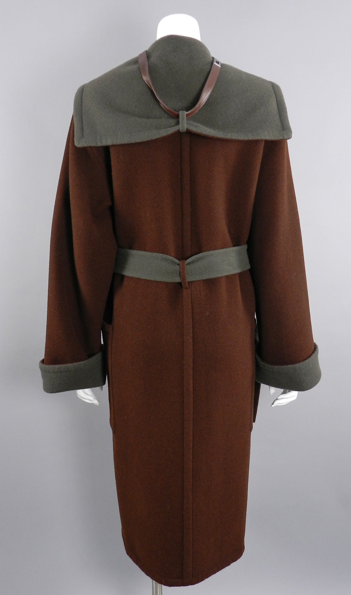Hermes Brown / Green Reversible Coat with Kelly Collar 1