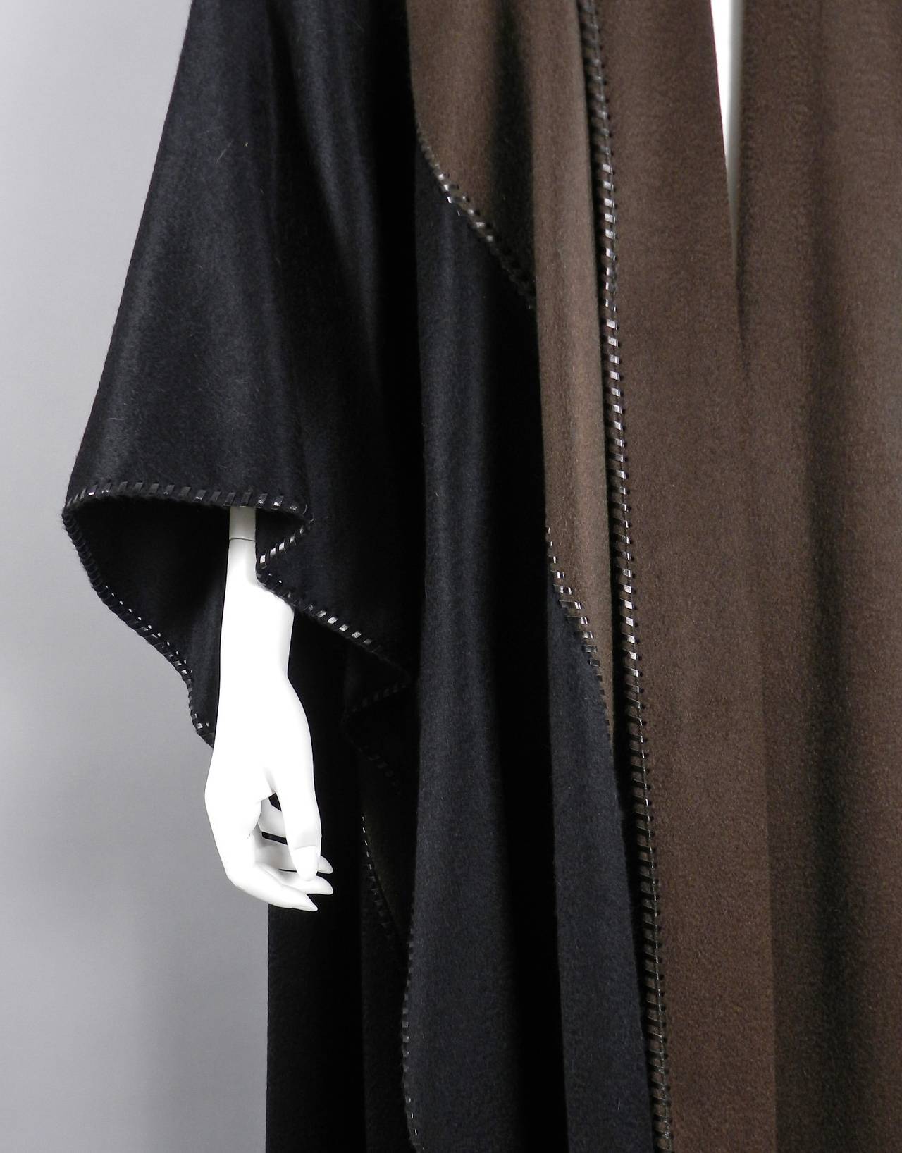 Yves Saint Laurent Haute Couture Brown Black Cashmere Nomad Cape 1