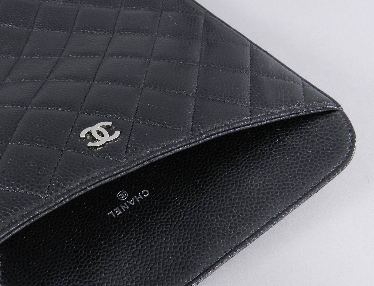 Women's Chanel Black Caviar Ipad Case - Silvertone Hardware