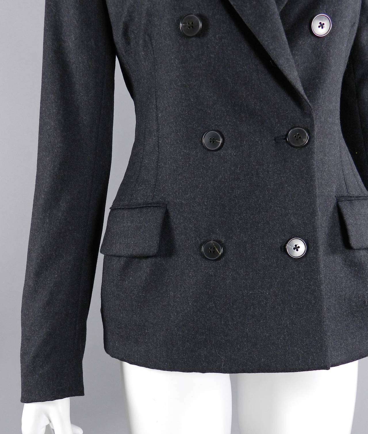 Jean Paul Gaultier Charcoal Grey Wool Blazer Jacket With Back Peplum 1
