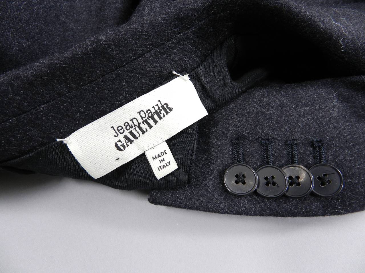 Jean Paul Gaultier Charcoal Grey Wool Blazer Jacket With Back Peplum 2