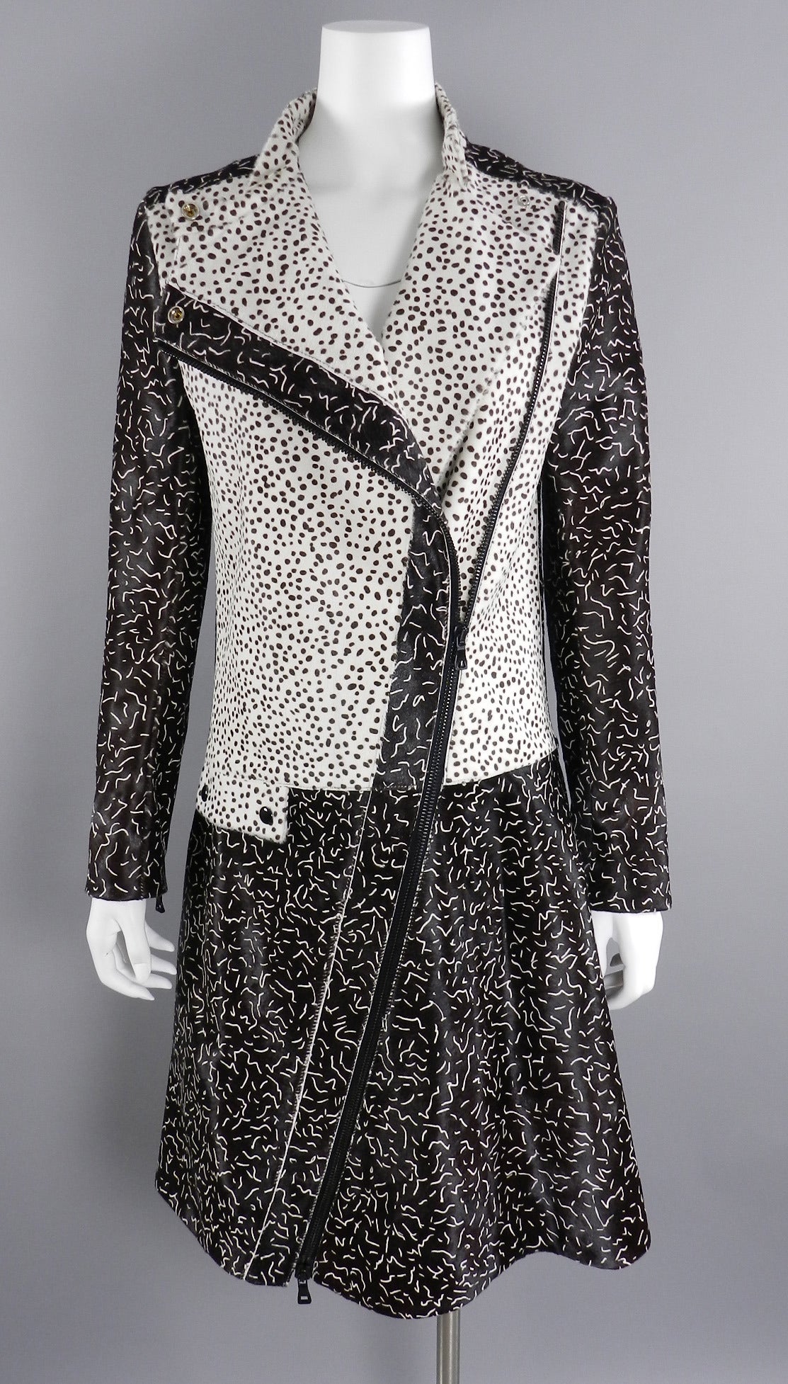 Women's Proenza Schouler Graphic Speckled Calf Hair Fur Runway Jacket