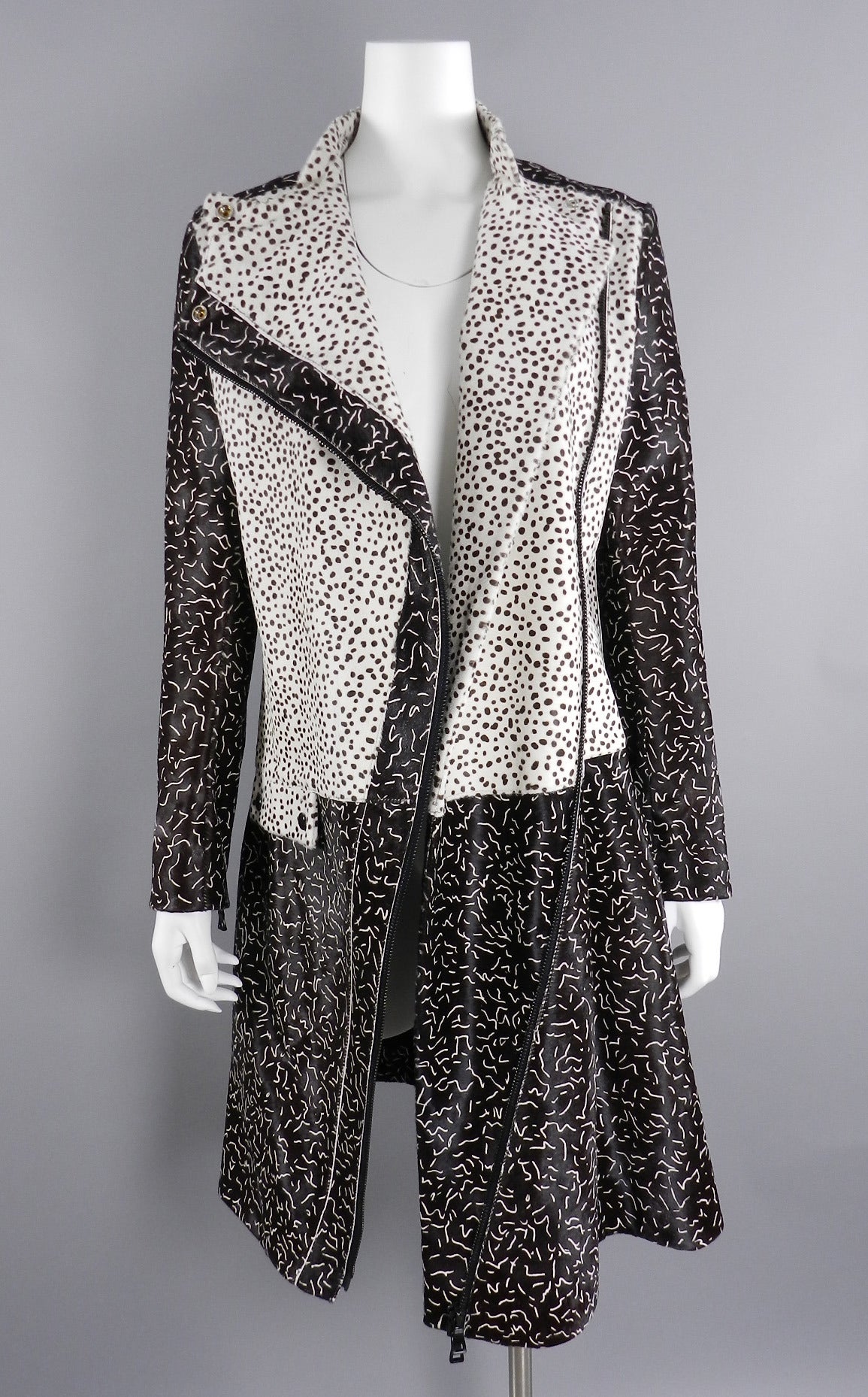 Proenza Schouler Graphic Speckled Calf Hair Fur Runway Jacket 6