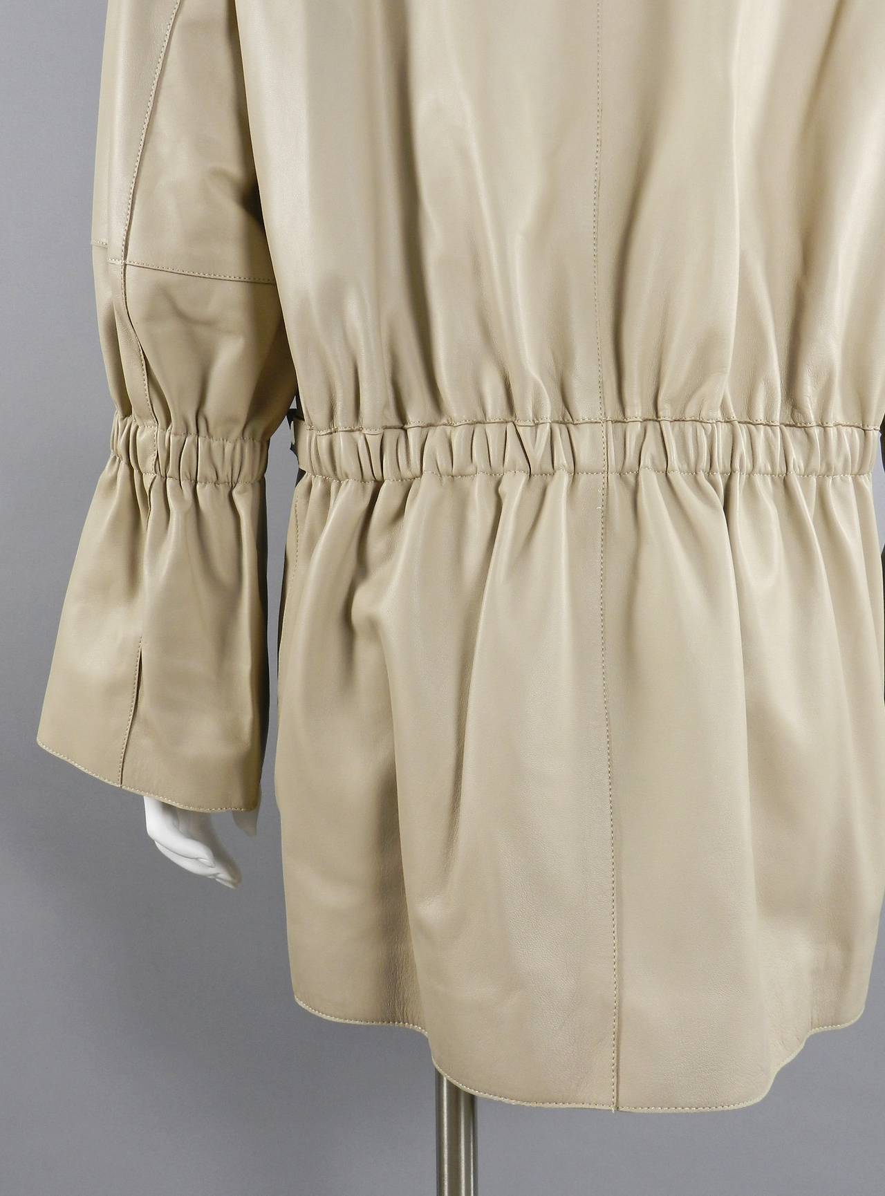 The Row Beige Leather Jacket with Gold Snaps 2