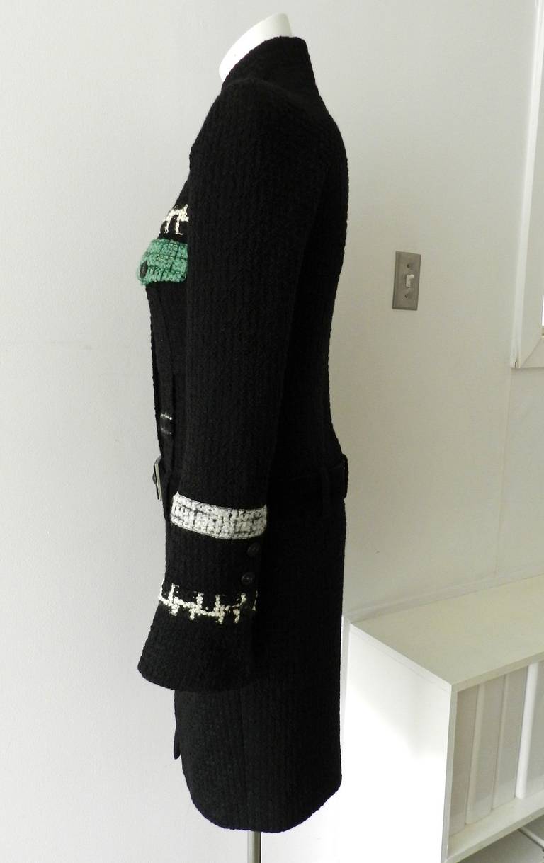 Women's Chanel 09A Black / Green Jacket Dress with Suede Belt