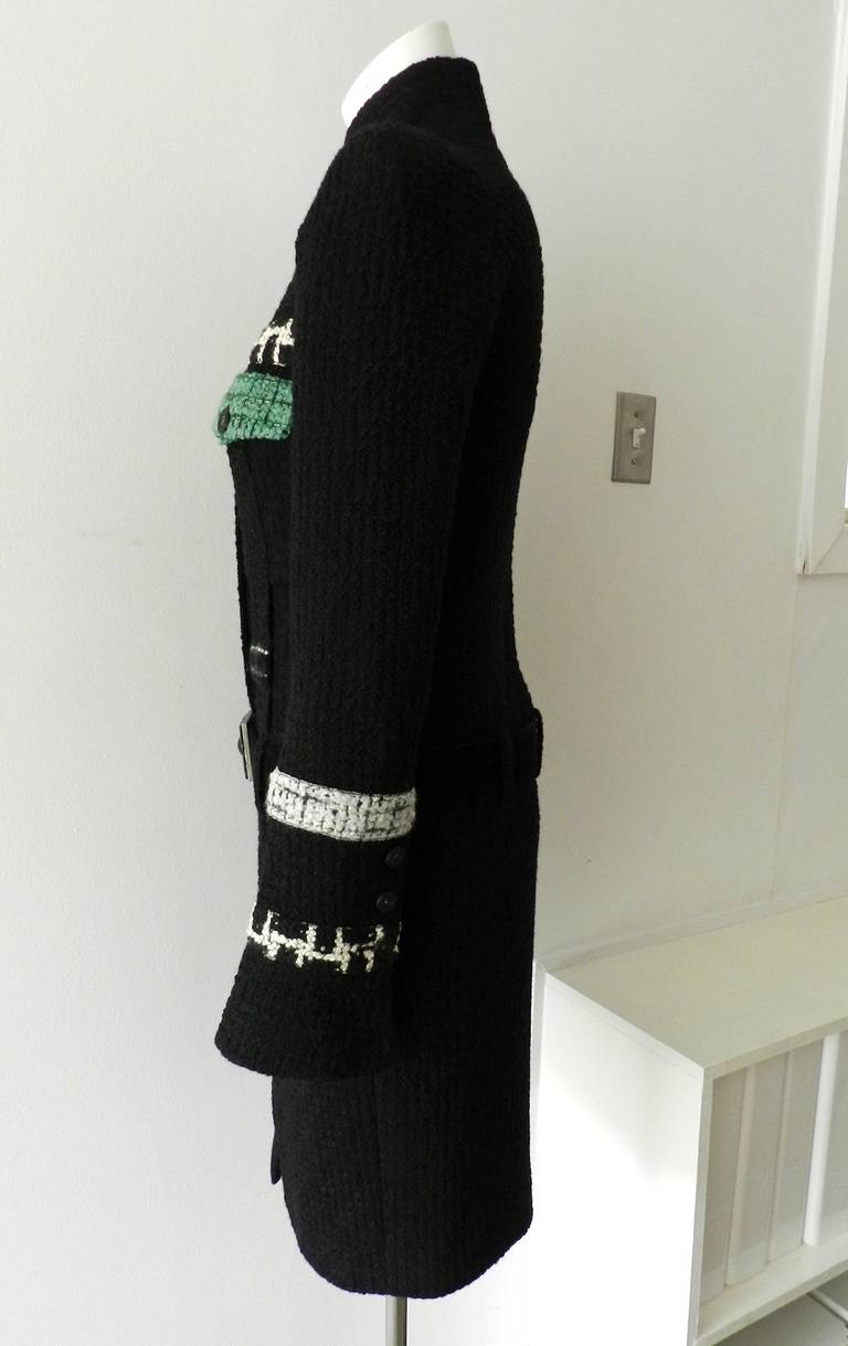 Chanel 09A Black / Green Jacket Dress with Suede Belt at Chanel 09A Black / Green Jacket Dress with Suede Belt at