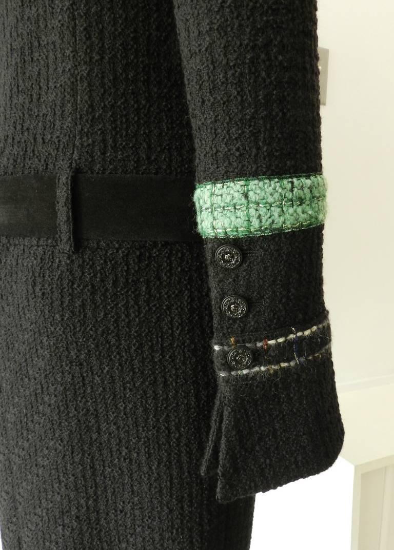 Chanel 09A Black / Green Jacket Dress with Suede Belt 1