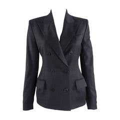 Jean Paul Gaultier Charcoal Grey Wool Blazer Jacket With Back Peplum