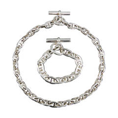 Hermes Chaine d'Ancre Sterling silver Necklace and Bracelet