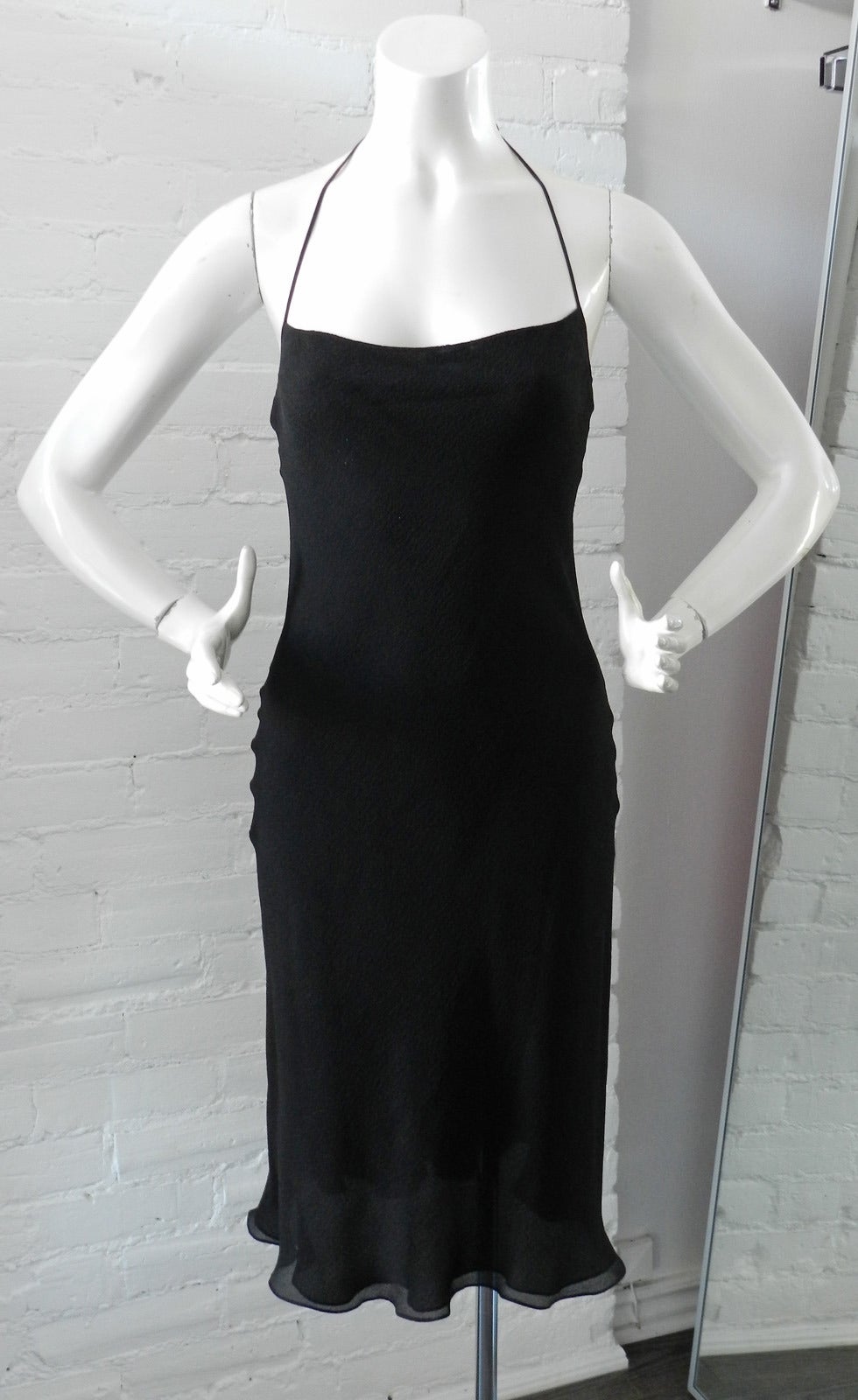 Hermes Fall 2006 Black Silk Dress with Mink Fur Shawl 1