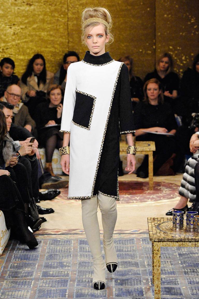 Chanel Byzantine Collection 2011 Black White Beaded Dress