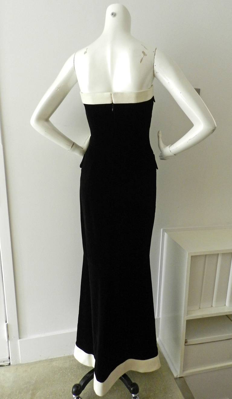 Women's Chanel Strapless Black Velvet Gown & Jacket - White Trim
