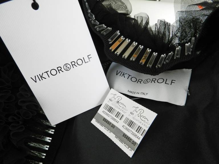 Viktor & Rolf Black Tulle Jacket with Mirror trim In New Condition In Toronto, ON