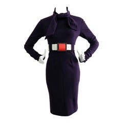 Chanel 07A Purple Knit Jersey Runway Dress with Lucite Belt