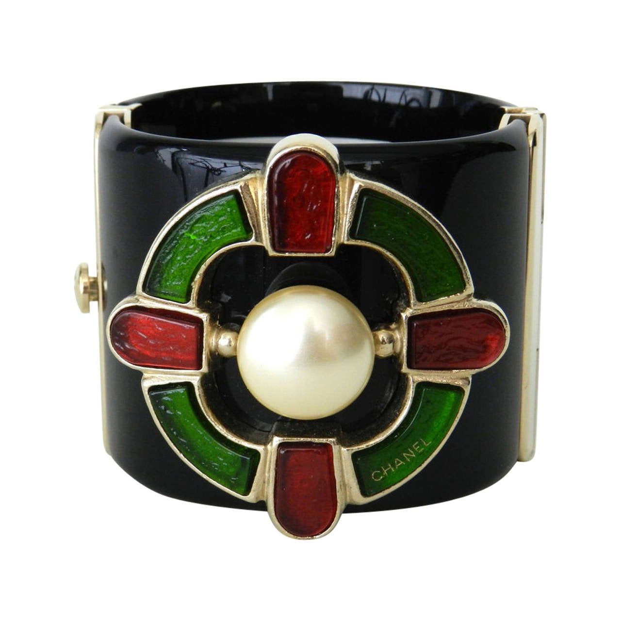 Chanel 07A Monte Carlo collection Gripox and Lucite Wide Cuff Bracelet