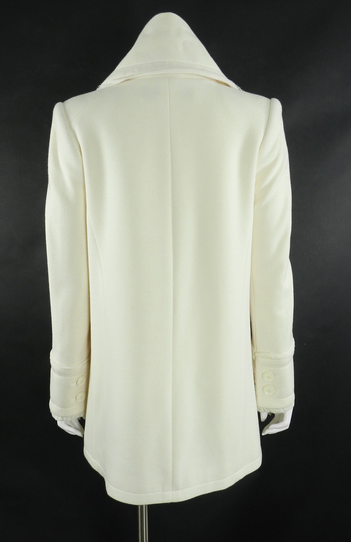 Christian Dior Ivory Wool Jersey Coat with Silk Trim In Excellent Condition In Toronto, ON