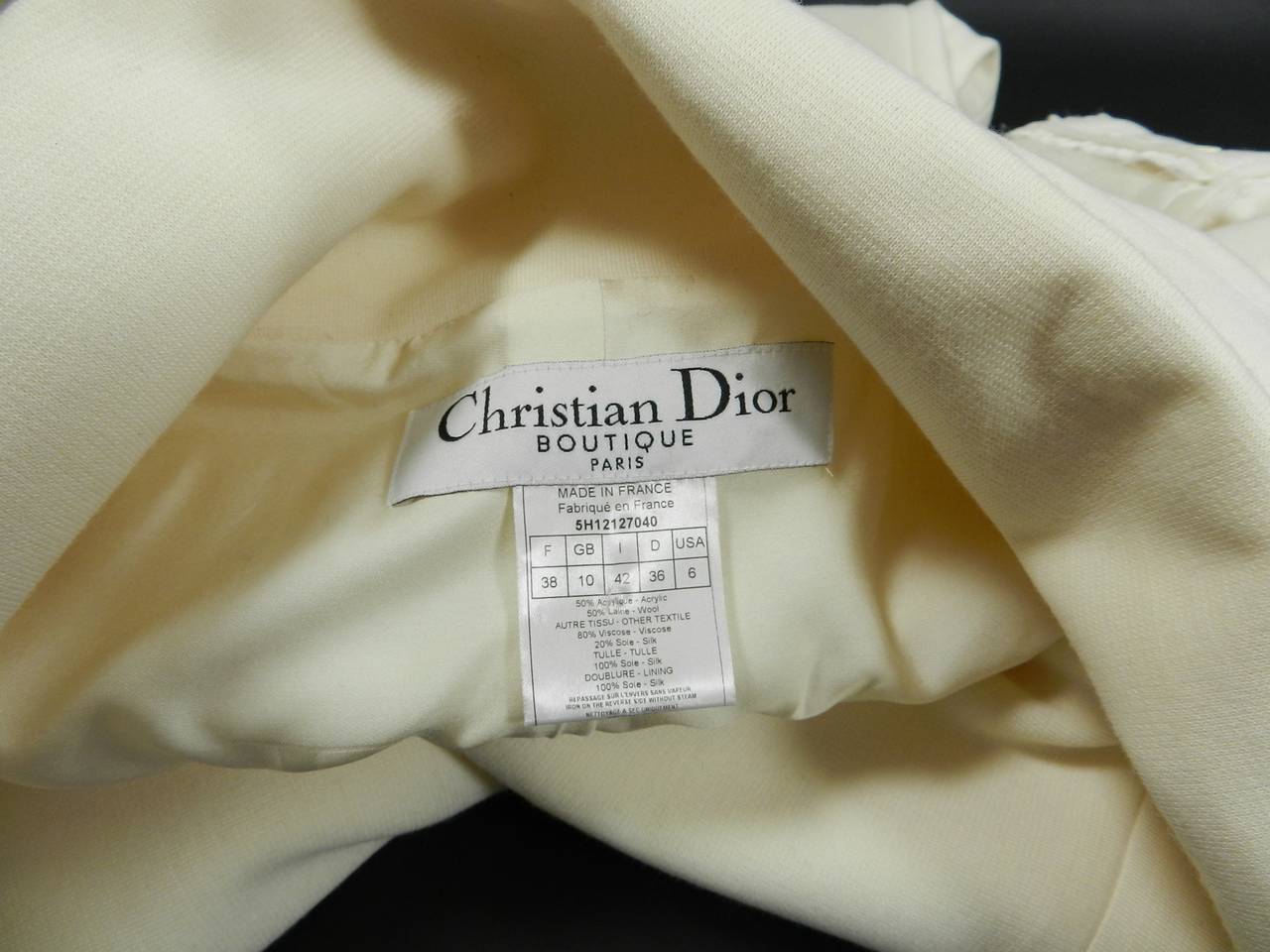 Christian Dior Ivory Wool Jersey Coat with Silk Trim 1