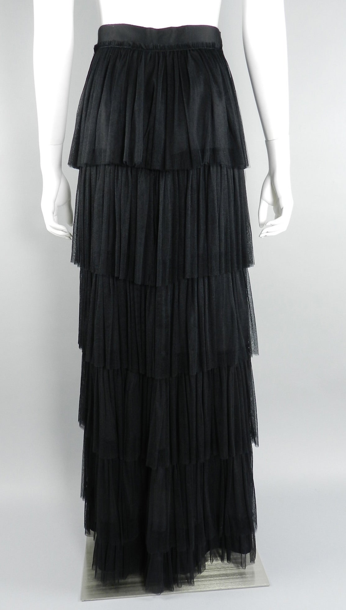 Women's Lanvin 2009 Runway Black Tulle Long Evening Skirt