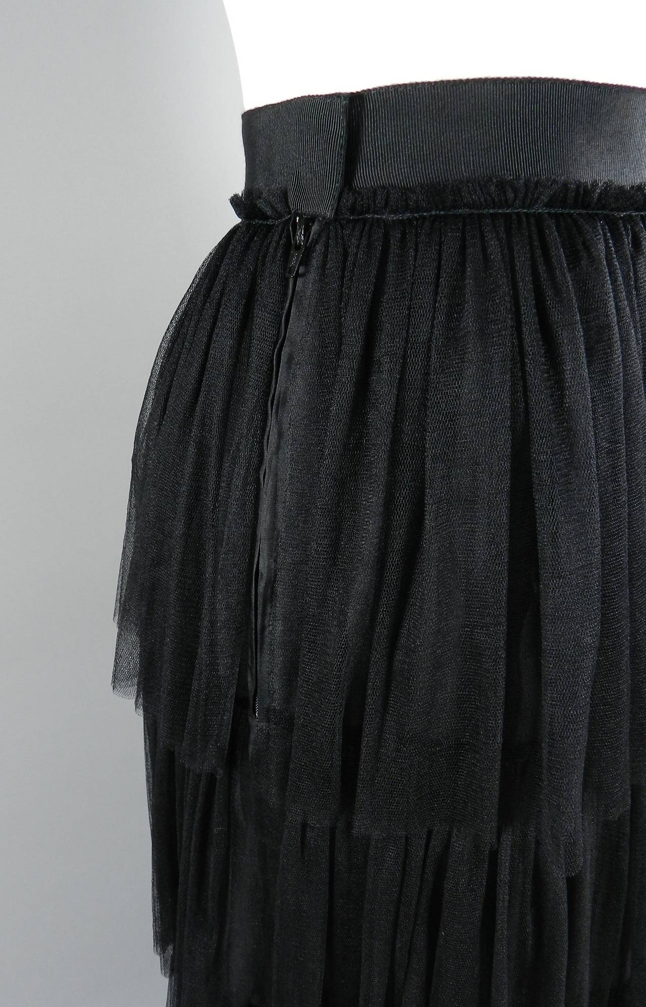 Lanvin 2009 Runway Black Tulle Long Evening Skirt 2