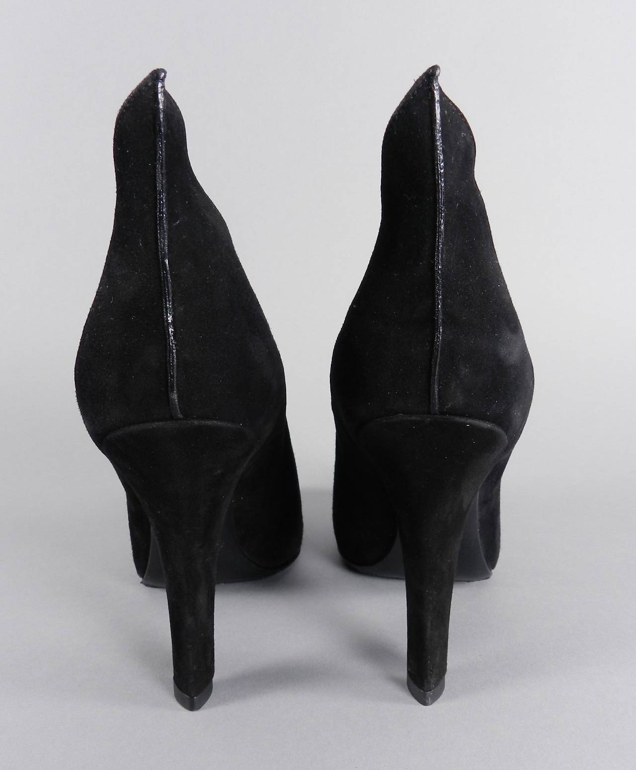 Women's Louis Vuitton Black Suede Zip Booties with Fin