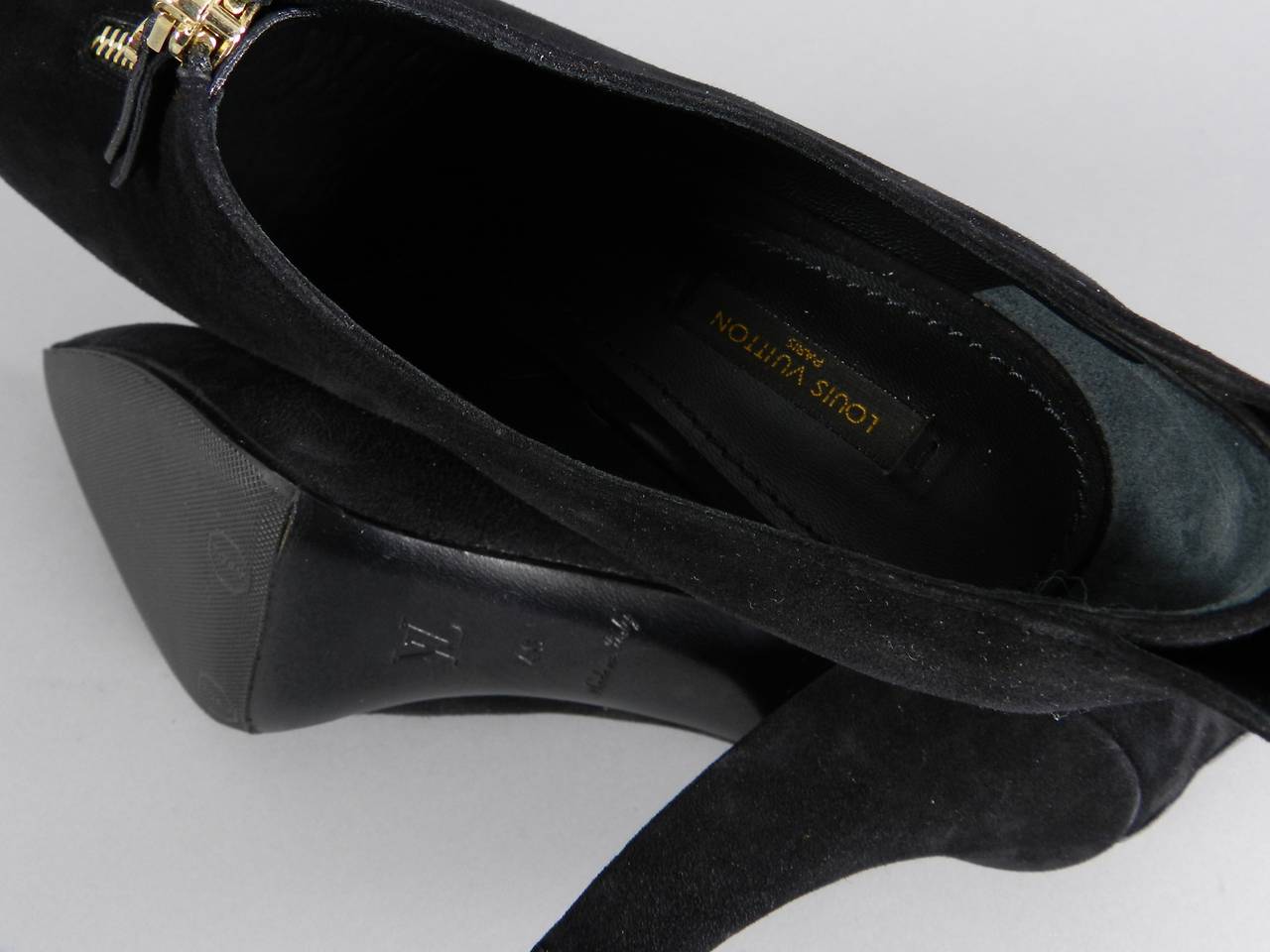 Louis Vuitton Black Suede Zip Booties with Fin 2