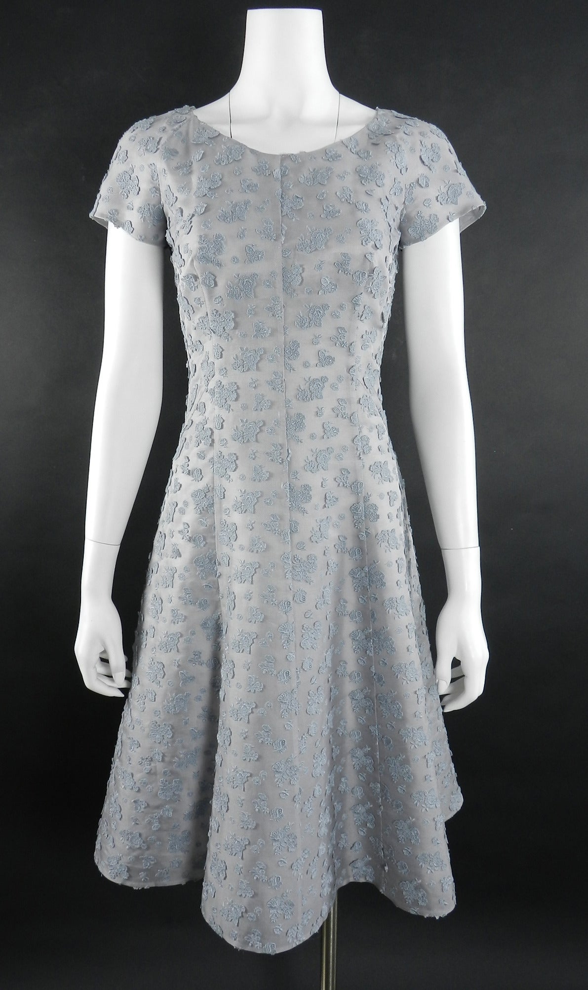 Prada Periwinkle Blue Sheer Overlay Embroidered Dress 2