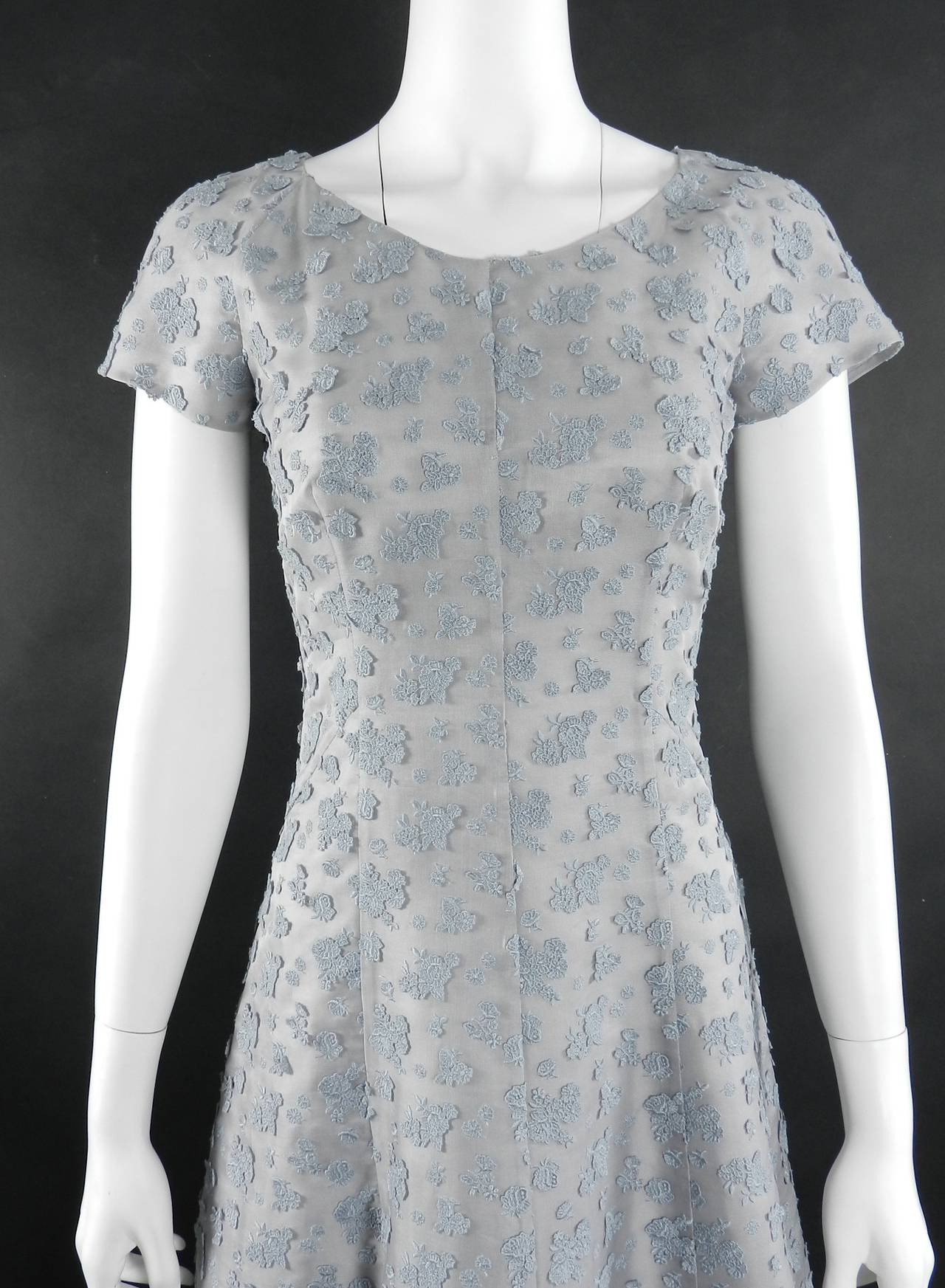 Prada light periwinkle blue sheer overlay embroidered dress.  Excellent condition - worn only once. Tagged size IT 40 (USA 4). To fit 33 / 34