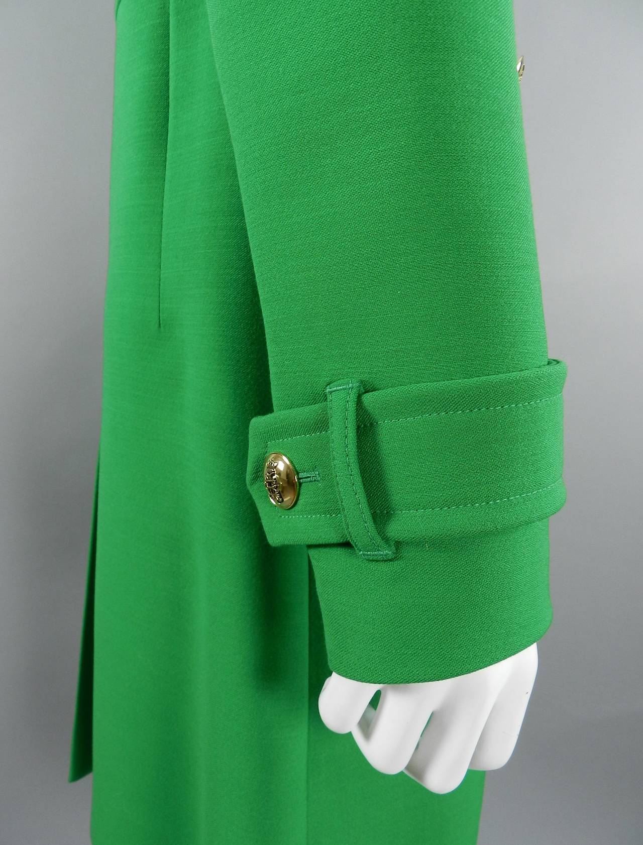 Emilio Pucci Green Wool Coat with Gold Buttons 1