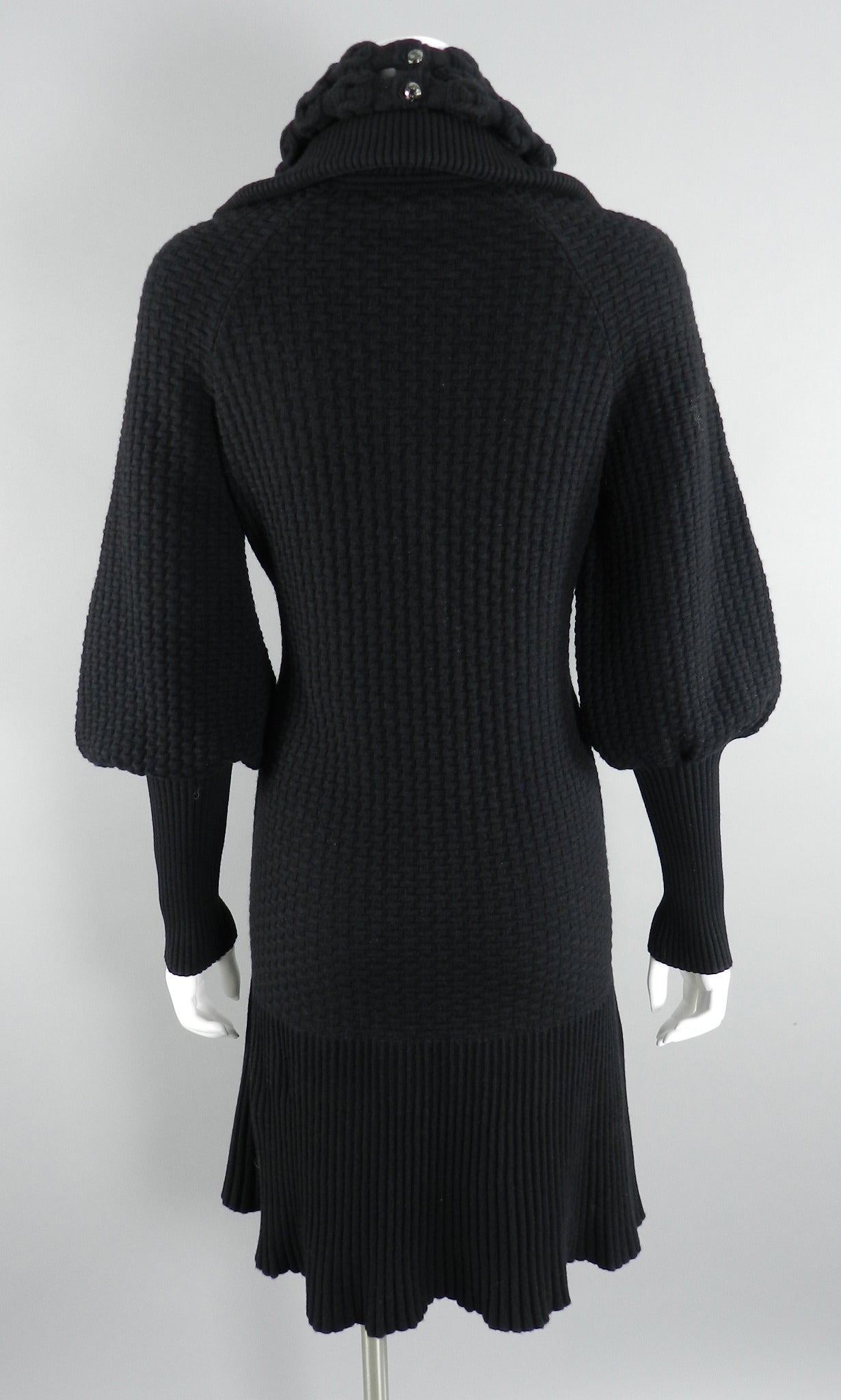 Chanel 13A Runway Black Knit Sweater Dress with Necklace 1