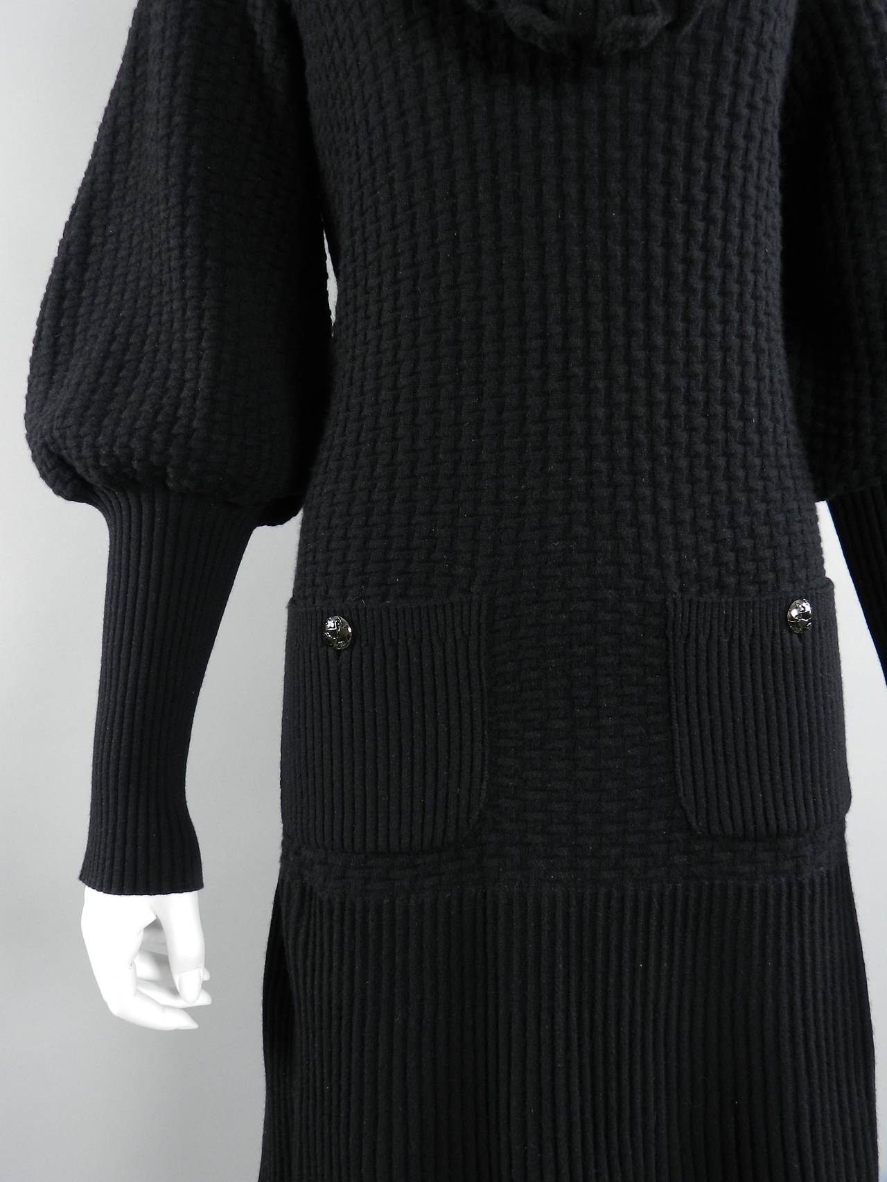 Chanel 13A Runway Black Knit Sweater Dress with Necklace 3