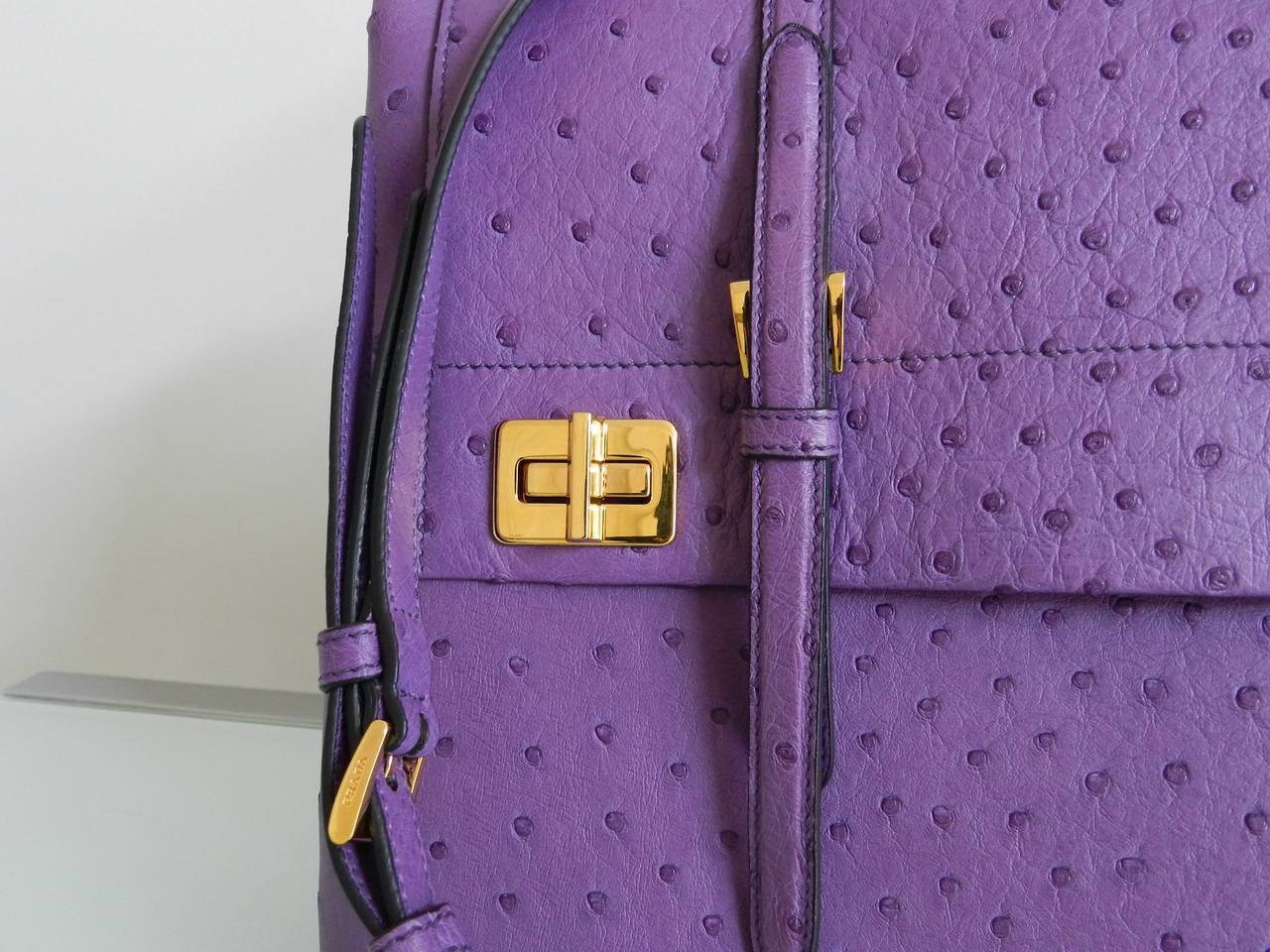 Prada Violet Ostrich Single Flap Tote - Special Order