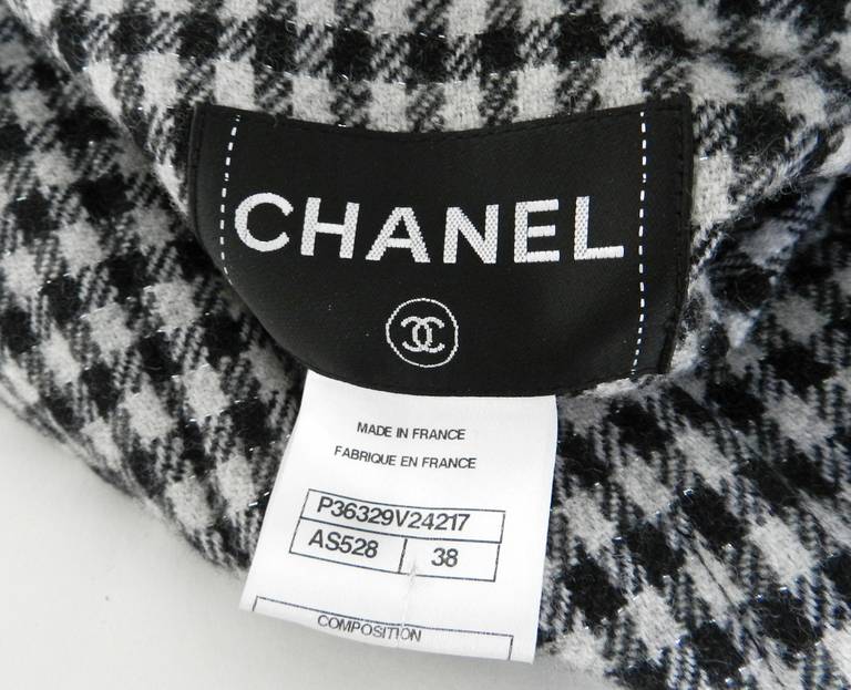 Chanel Black Coat with Houndstooth Interior 1