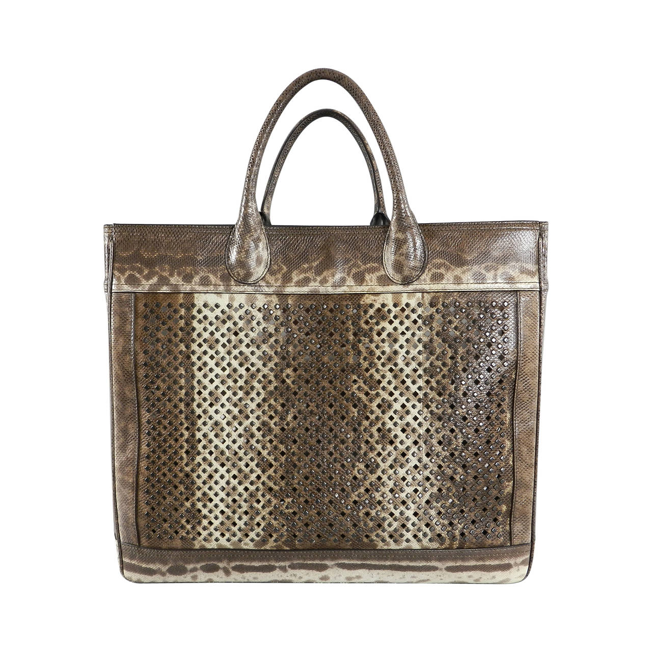 Alaia Jumbo Lizard Perforated Studded Tote Bag