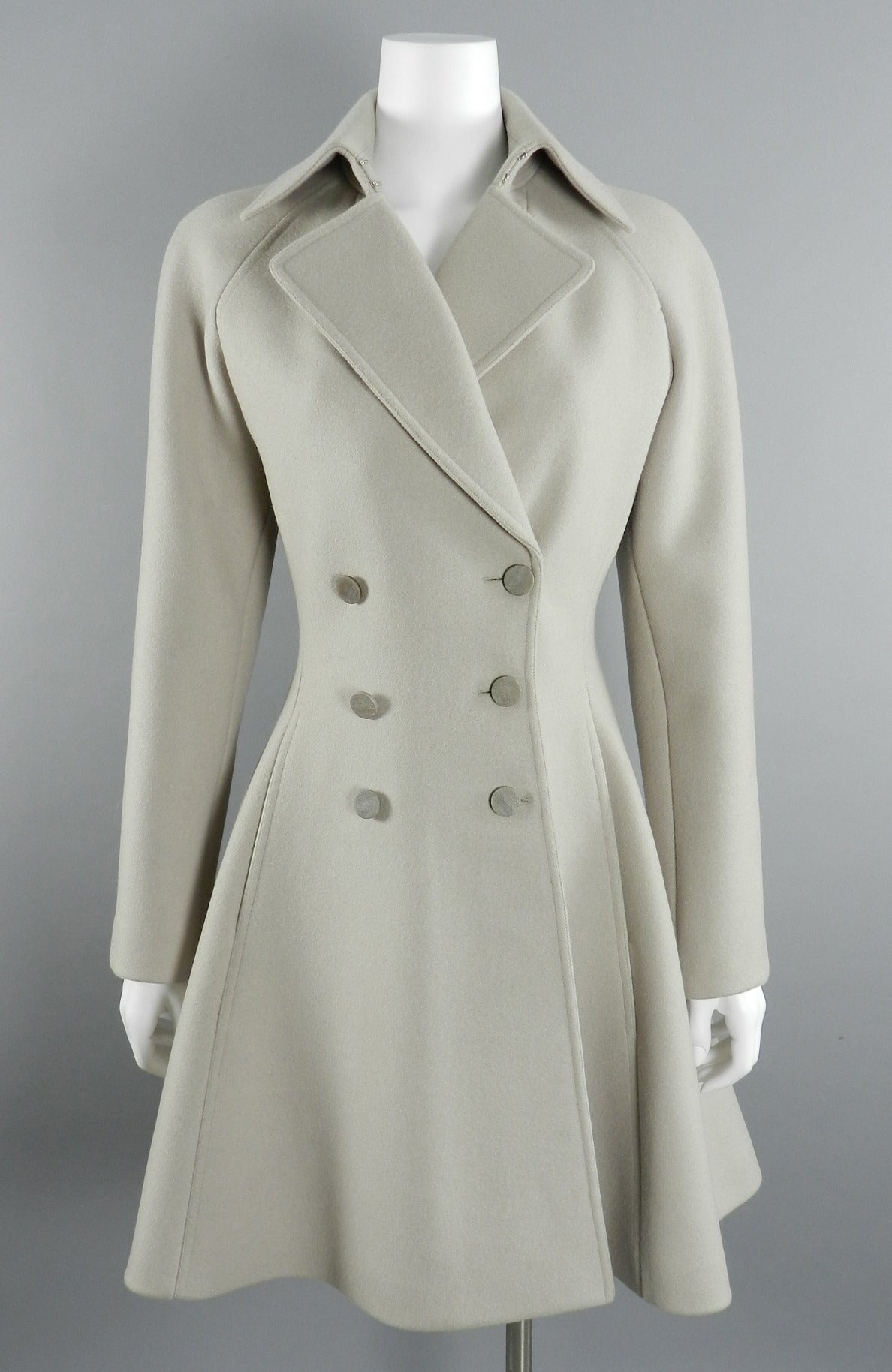 Alaia Dove Grey Structured Wool Dress Coat 3