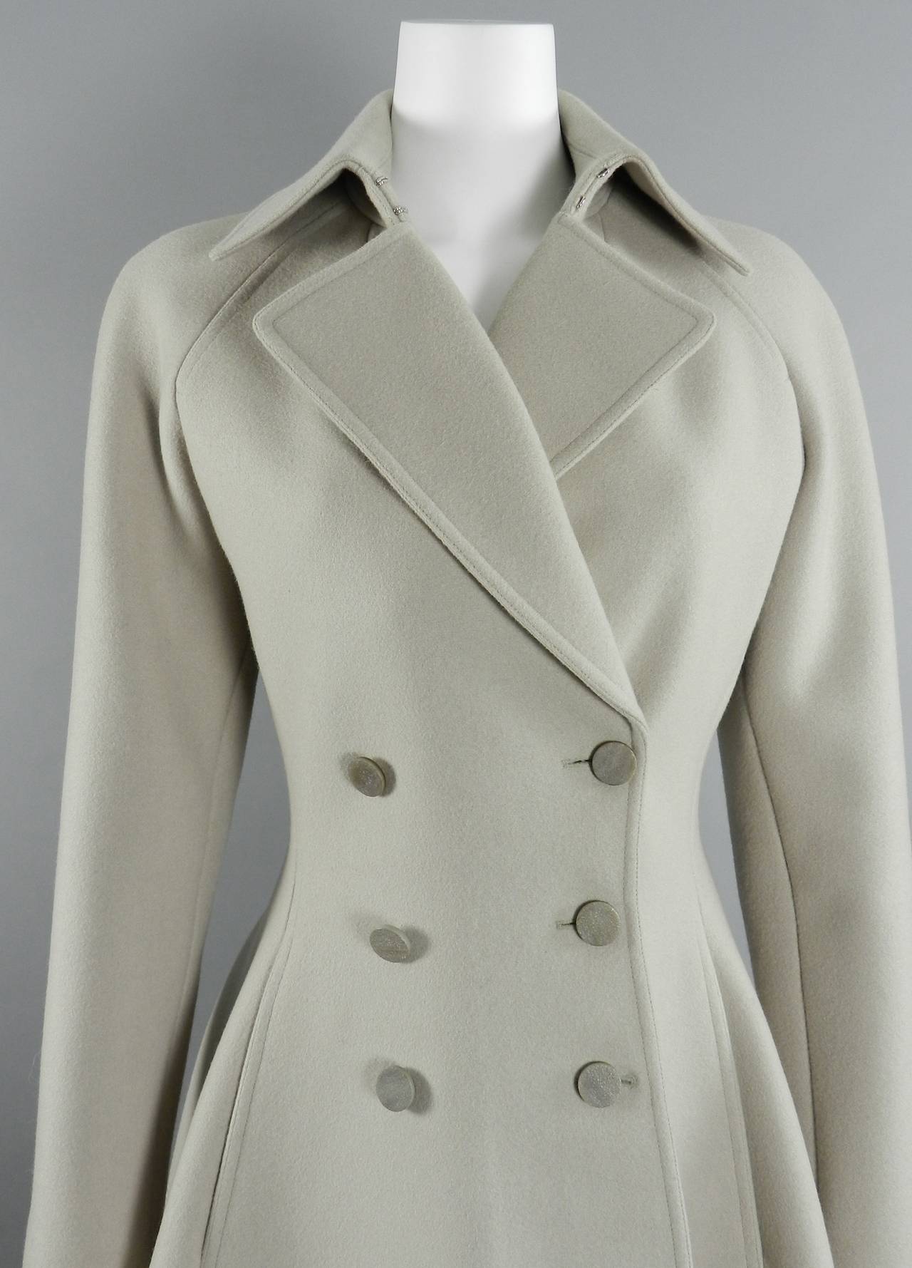 Women's Alaia Dove Grey Structured Wool Dress Coat