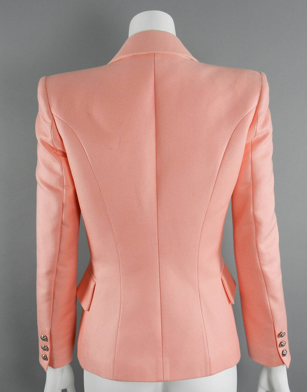 Women's Balmain Pink Cotton Structured Fitted Jacket