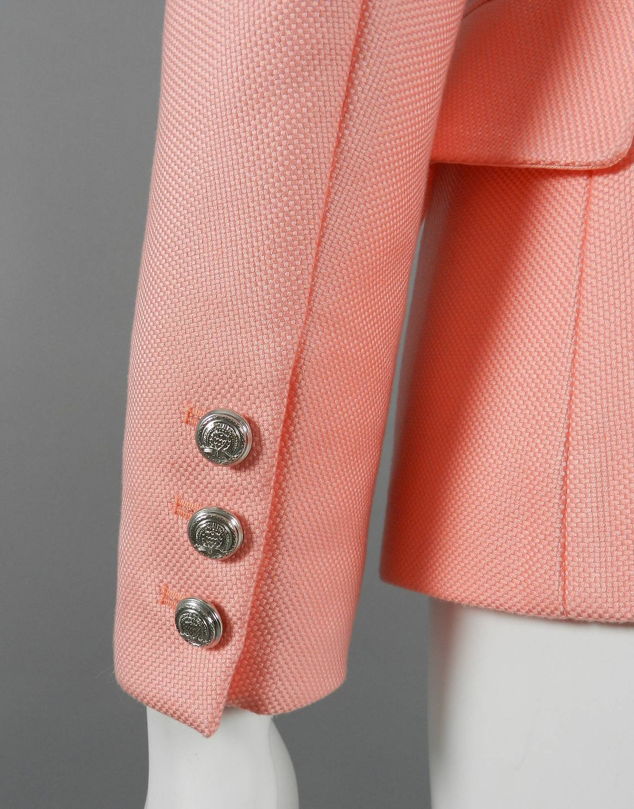 Balmain Pink Cotton Structured Fitted Jacket 1
