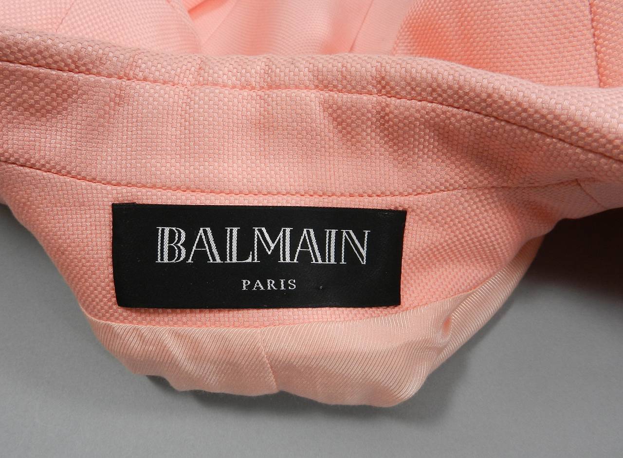 Balmain Pink Cotton Structured Fitted Jacket 3