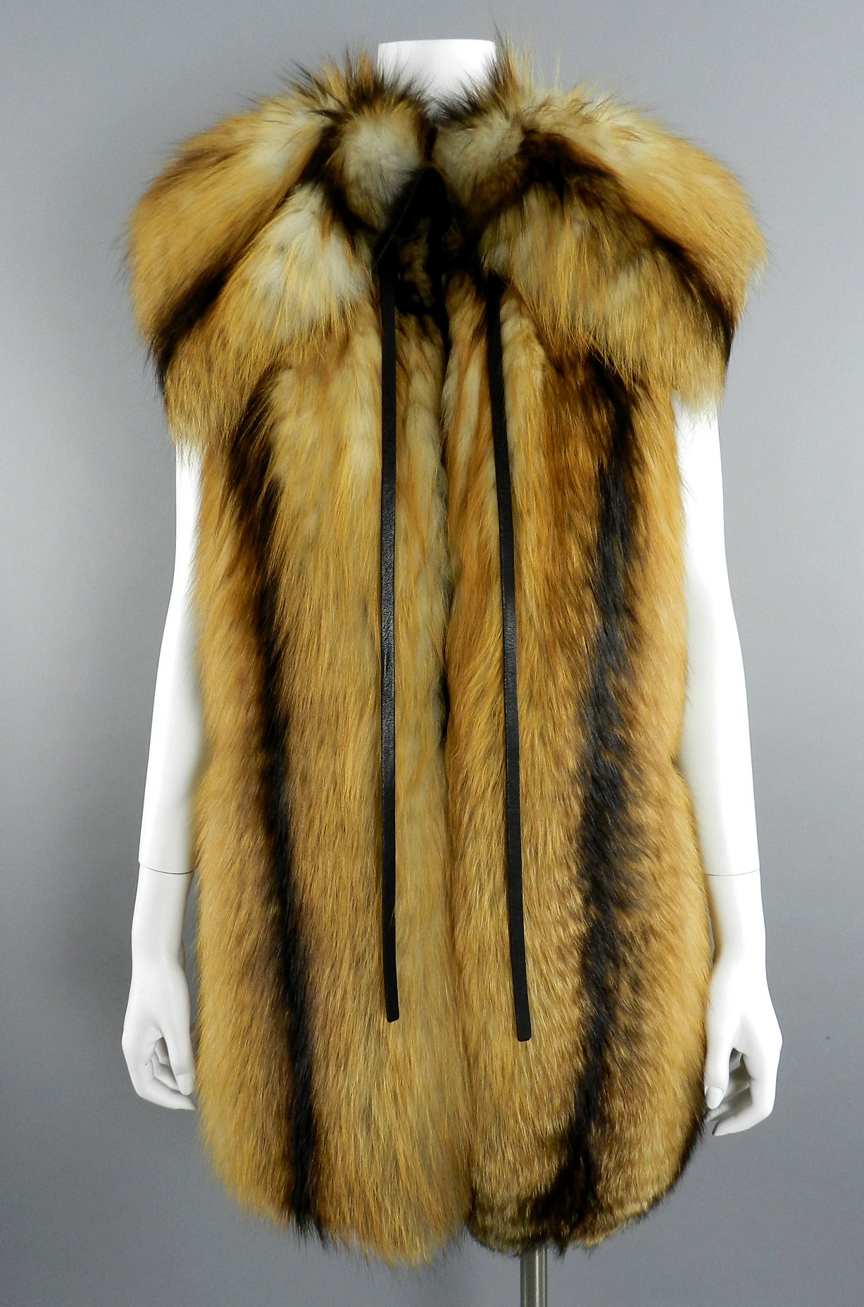 J. Mendel Red Fox Fur Vest / Coat with Leather Sleeves 1