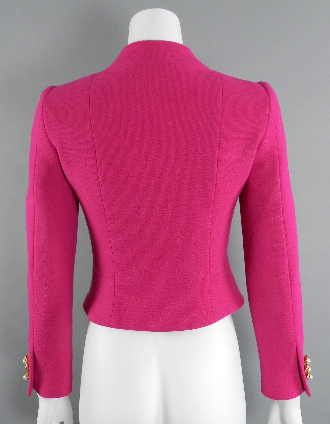 Moschino Hot Fuchsia Pink Jacket with Gold and Pearl Toggles at ...