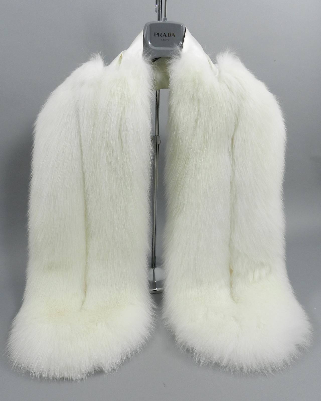 Prada White Fox Fur Stole Scarf at 1stdibs