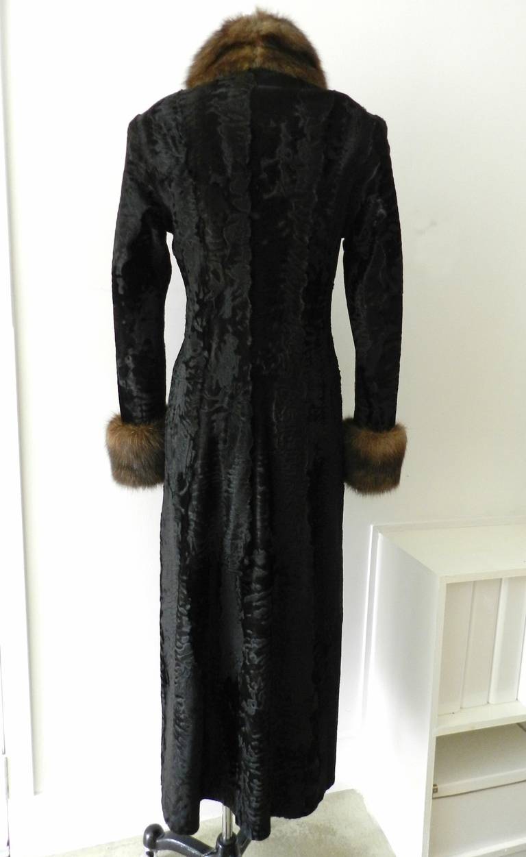 Fendi Broadtail Lamb and Sable Fur Coat In Excellent Condition In Toronto, ON