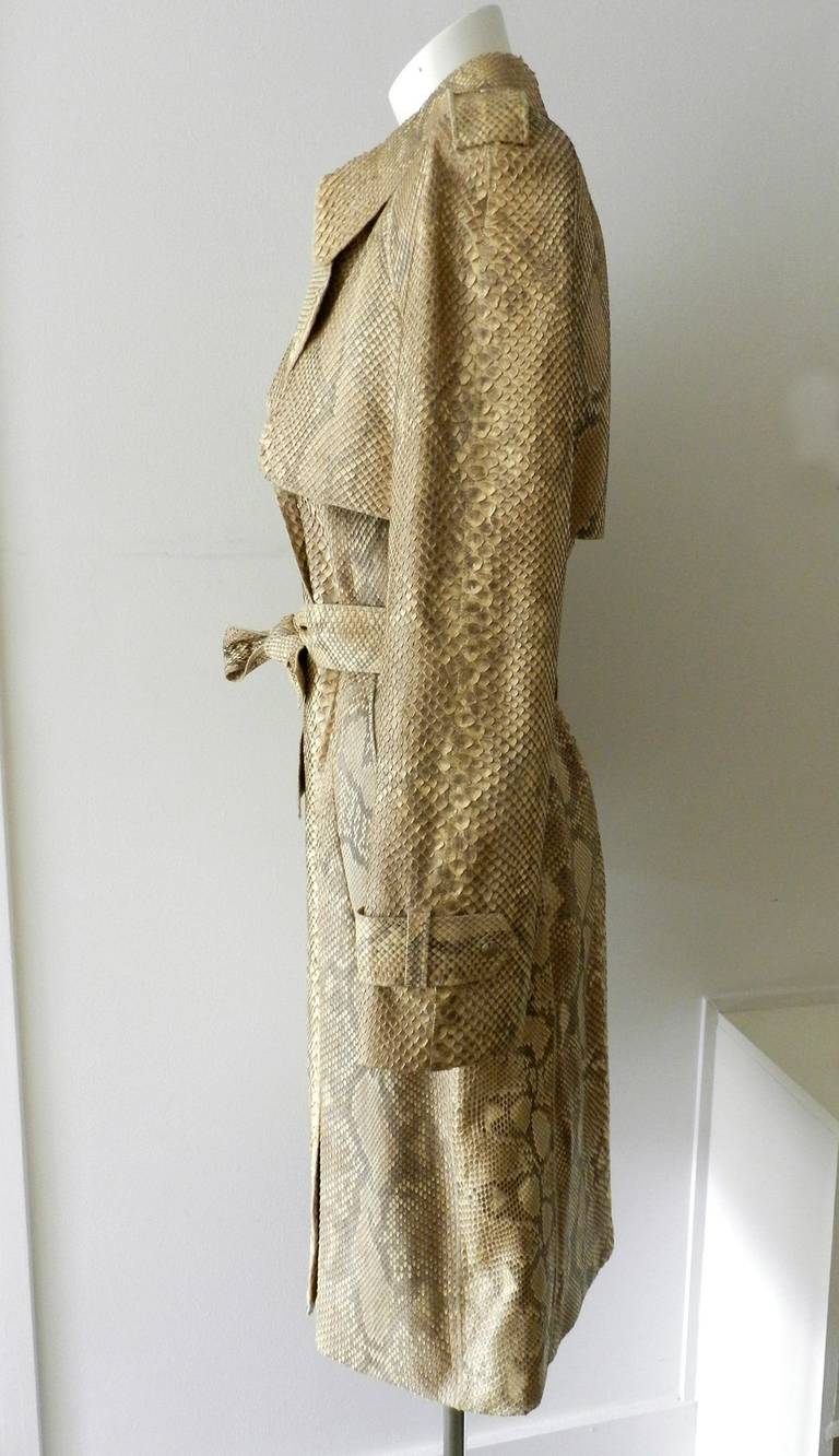 Yves Saint Laurent Vintage Python Skin Trench Coat In Excellent Condition In Toronto, ON