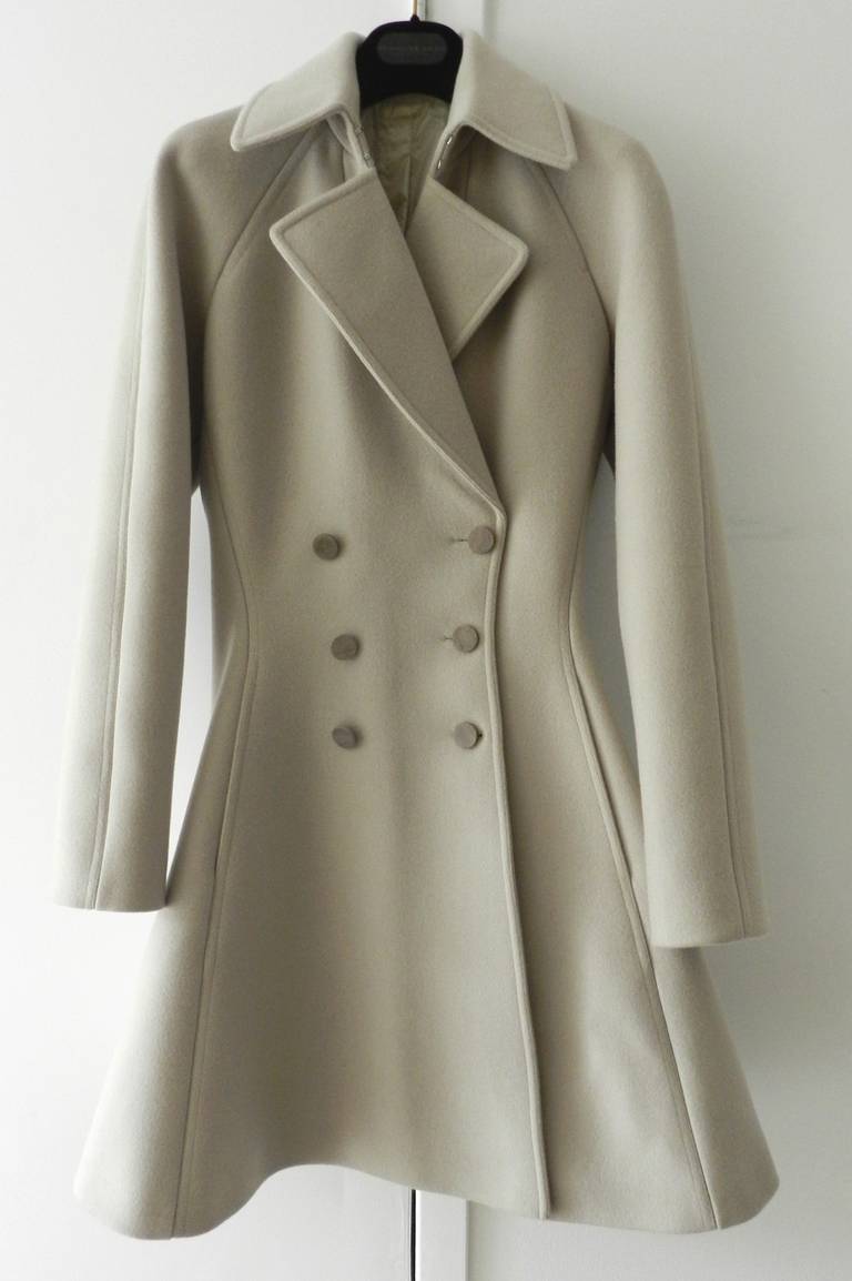 Alaia light dove grey wool princess coat. Unworn - original price $5210. Heavy structured coat. Size FR 42 (USA 6/8). To fit 34