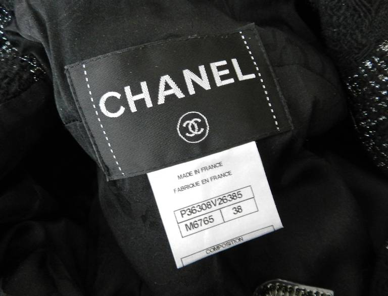 Chanel Black / Silver Metallic Tweed Jacket with Buckles 1