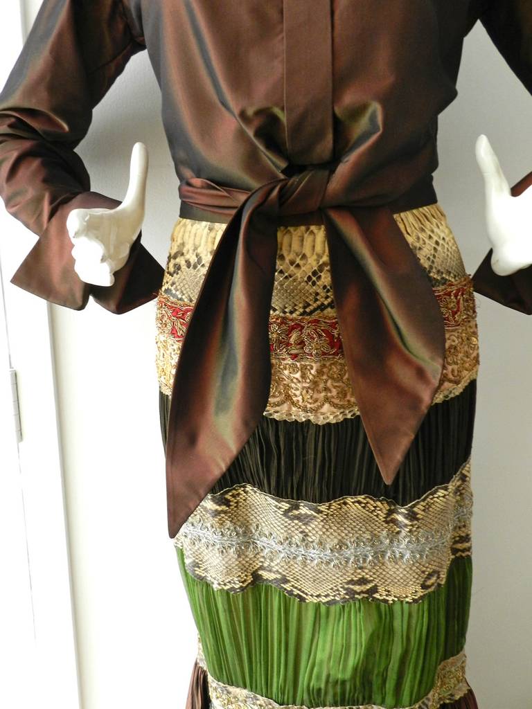 Jean Paul Gaultier Haute Couture Python Embroidered Outfit In Excellent Condition In Toronto, ON