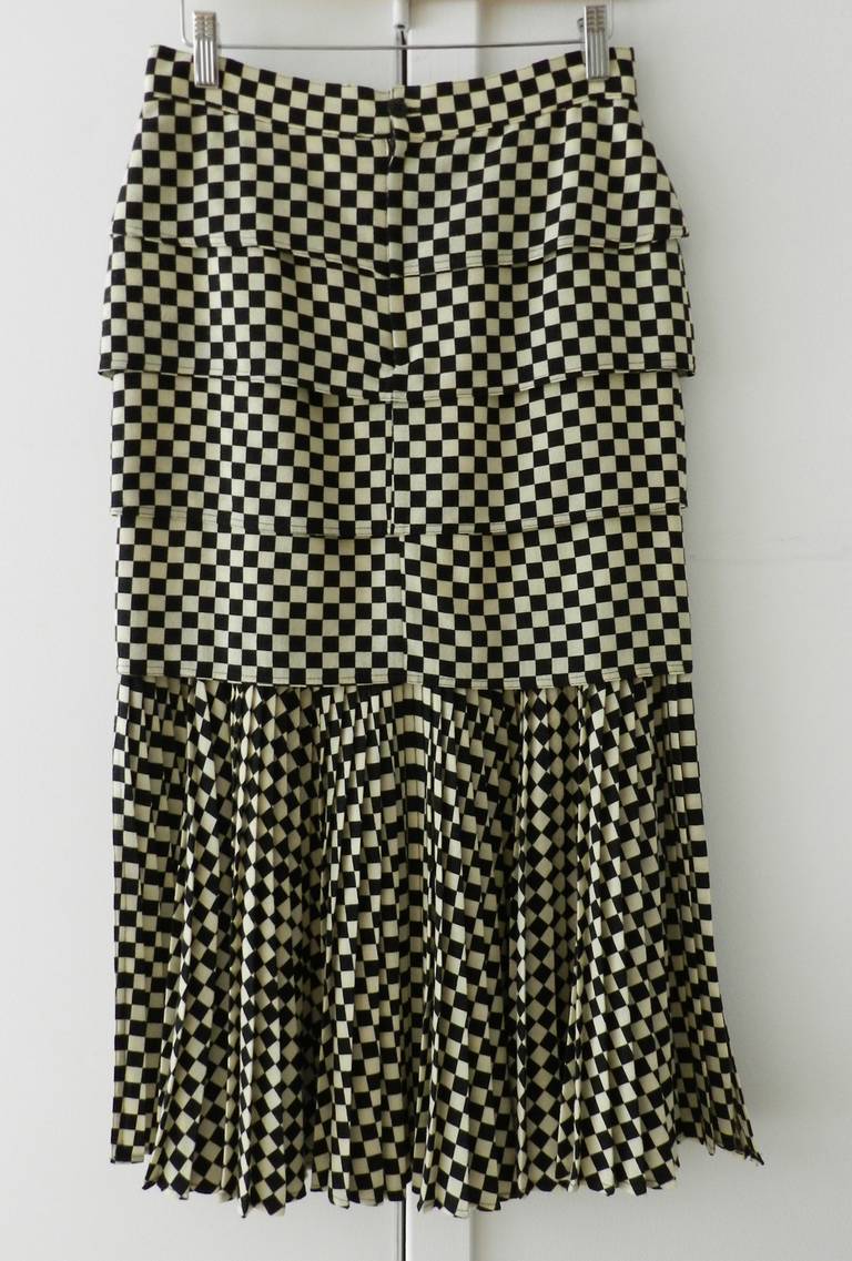Vintage 1980's Gianni Versace Checker Skirt In Excellent Condition In Toronto, ON