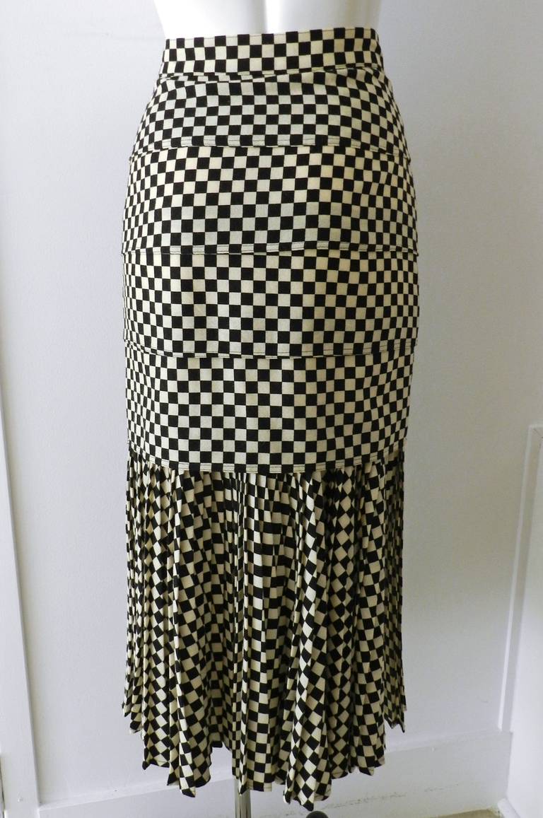 Women's Vintage 1980's Gianni Versace Checker Skirt