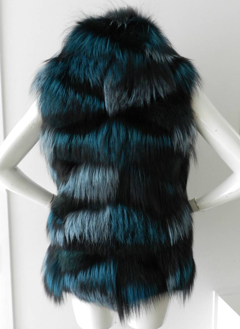 blue fur vest