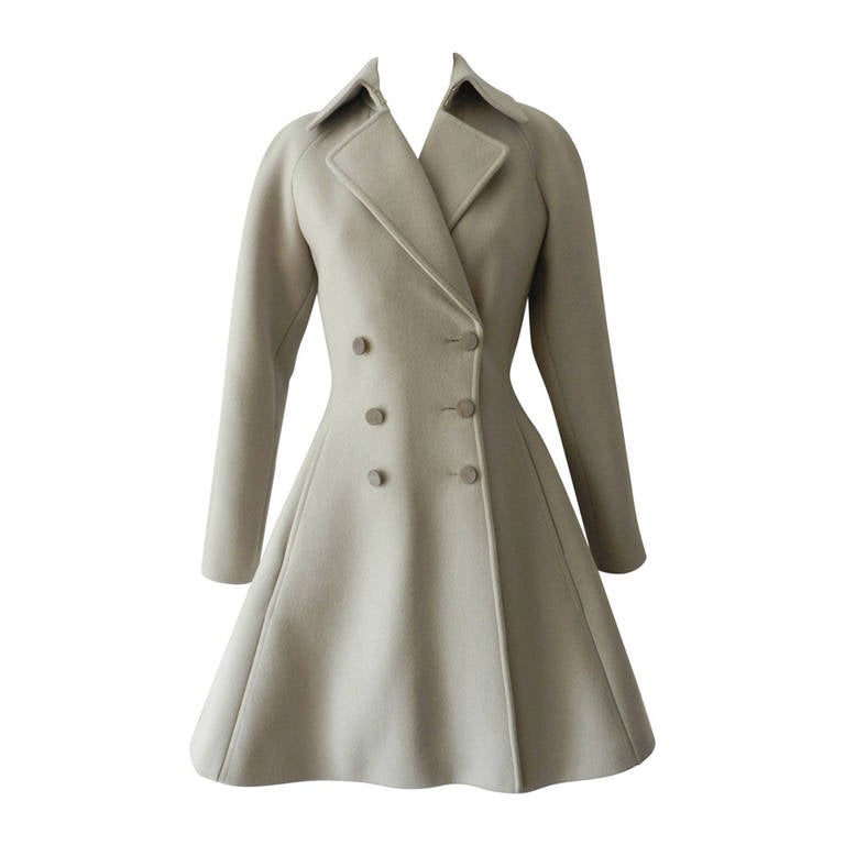 Alaia Dove Grey Wool Princess Coat